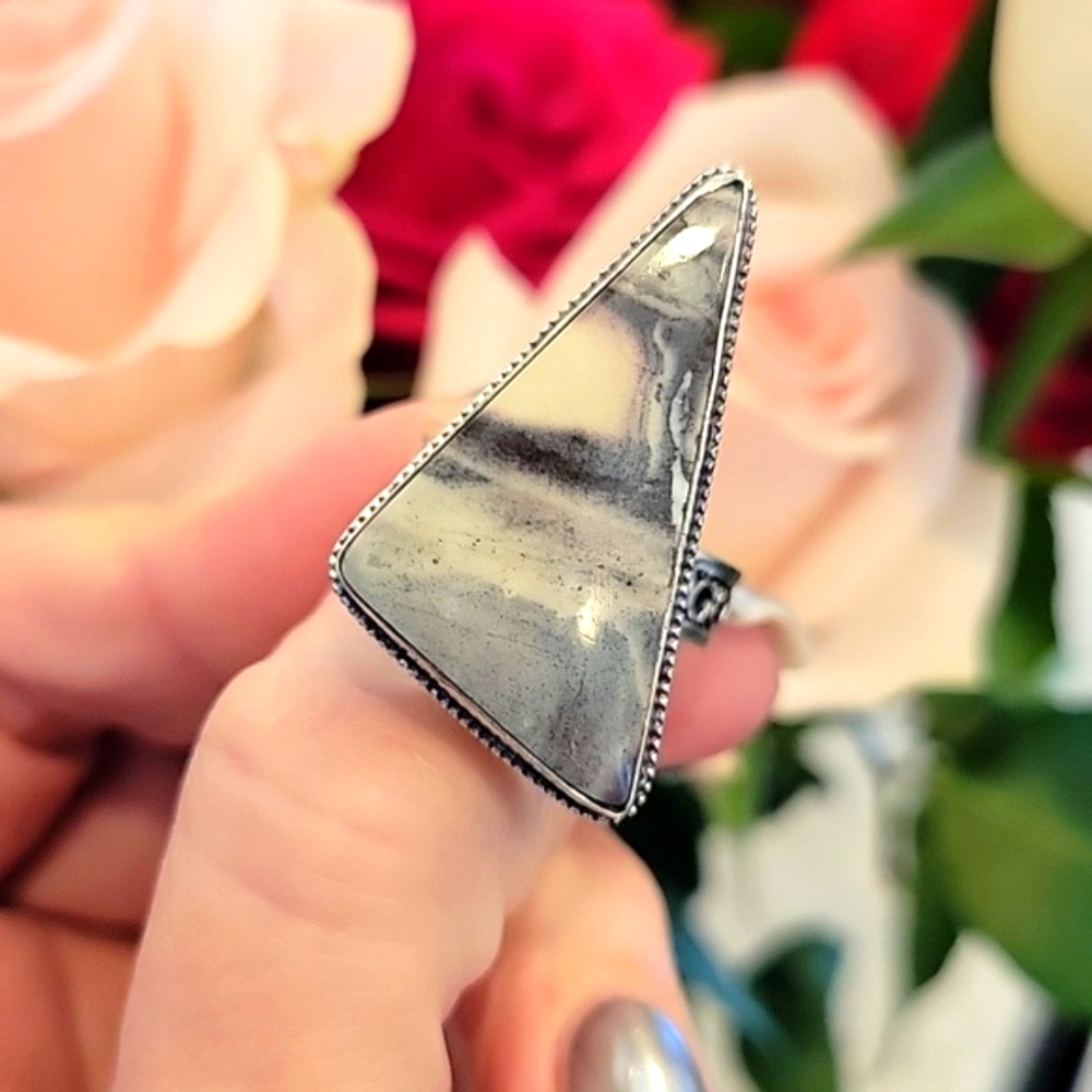 Porcelain Jasper Silver Ring